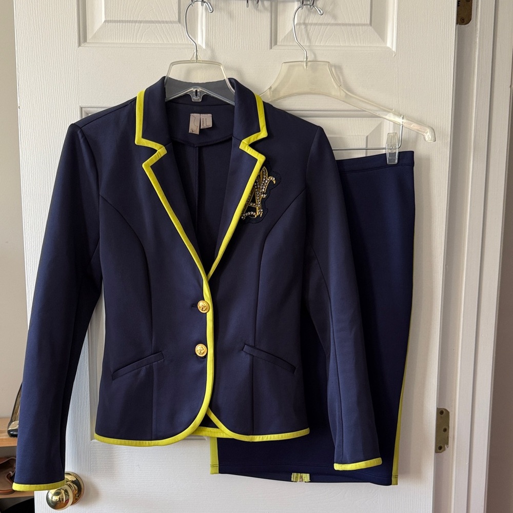 Navy Suit with Yellow Trim